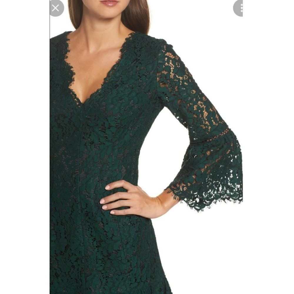 Eliza J Green Bell Sleeve Lace Mini Dress J-0238f1.6 - Picture 3 of 13